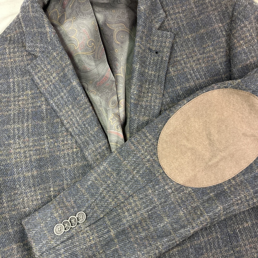 Joe Joseph Abboud Blazer Mens 44R Plaid Wool Sport Coat‎ Blazer Elbow Patch